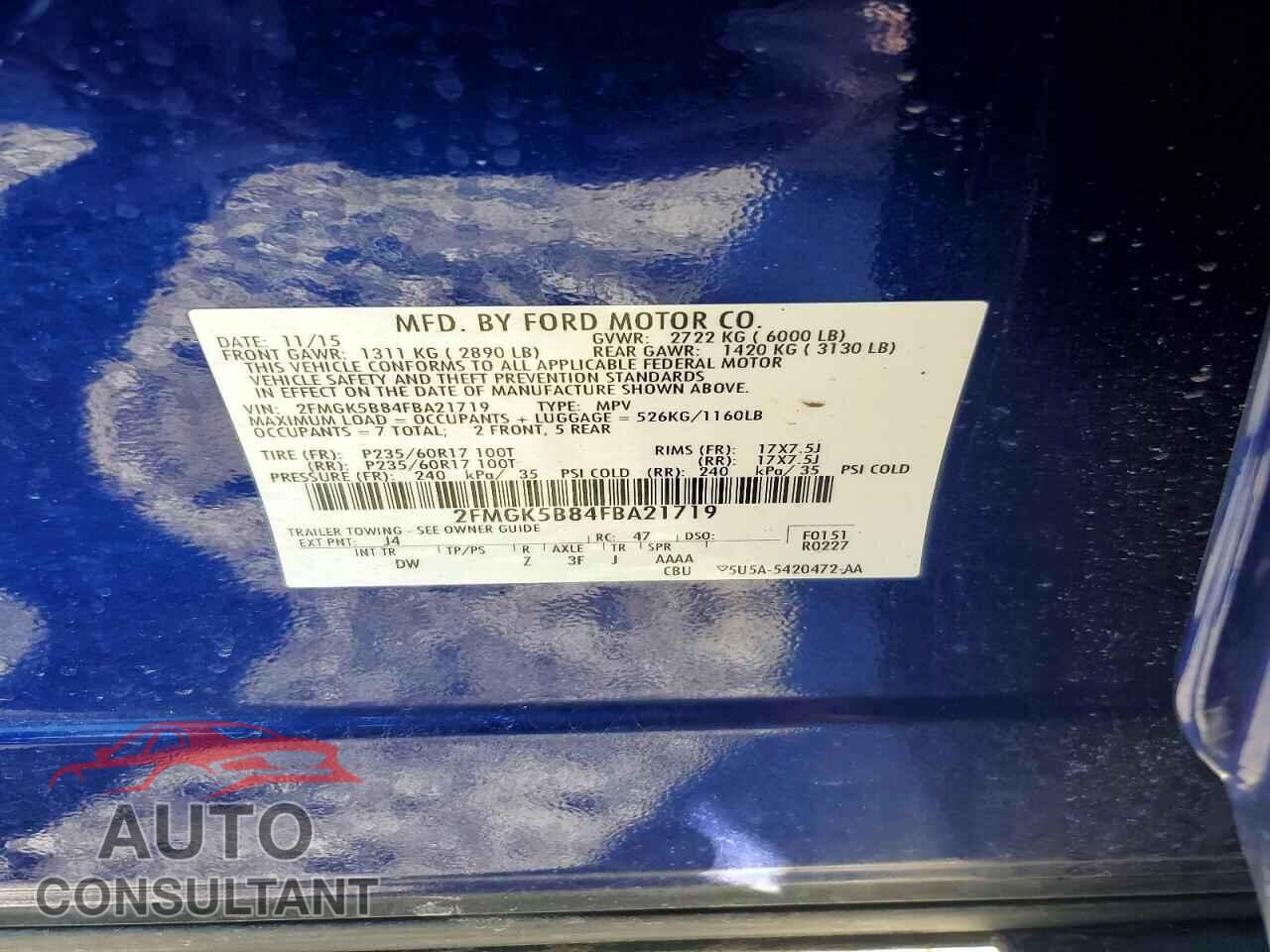 FORD FLEX 2015 - 2FMGK5B84FBA21719