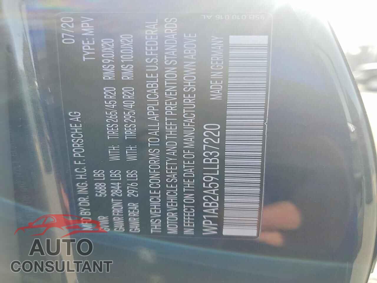 PORSCHE MACAN 2020 - WP1AB2A59LLB37220