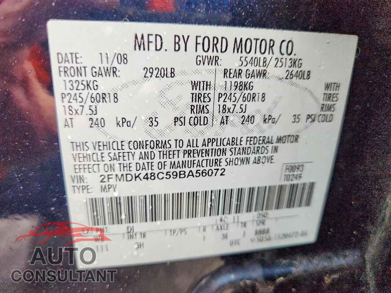 FORD EDGE 2009 - 2FMDK48C59BA56072