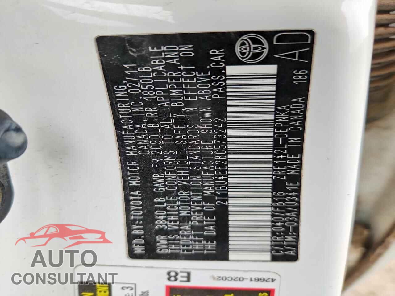 TOYOTA COROLLA 2011 - 2T1BU4EE2BC573242