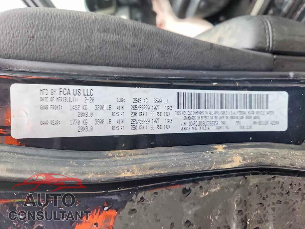 DODGE DURANGO 2020 - 1C4RDJDG8LC302356
