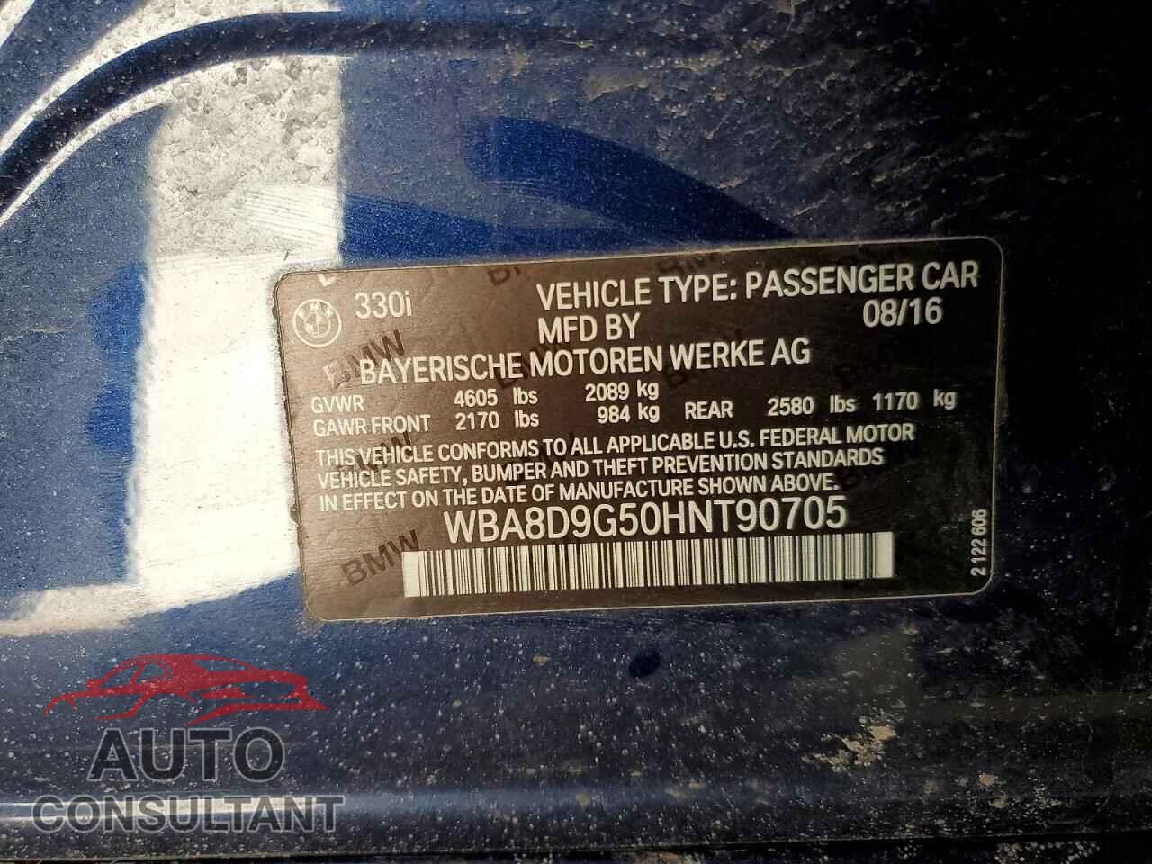 BMW 3 SERIES 2017 - WBA8D9G50HNT90705