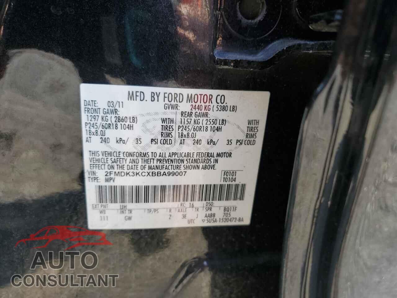 FORD EDGE 2011 - 2FMDK3KCXBBA99007
