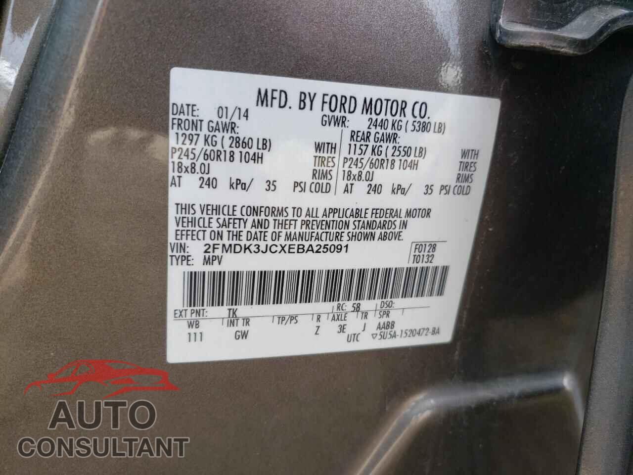 FORD EDGE 2014 - 2FMDK3JCXEBA25091