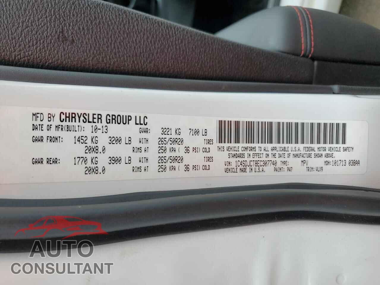 DODGE DURANGO 2014 - 1C4SDJCT8EC307740