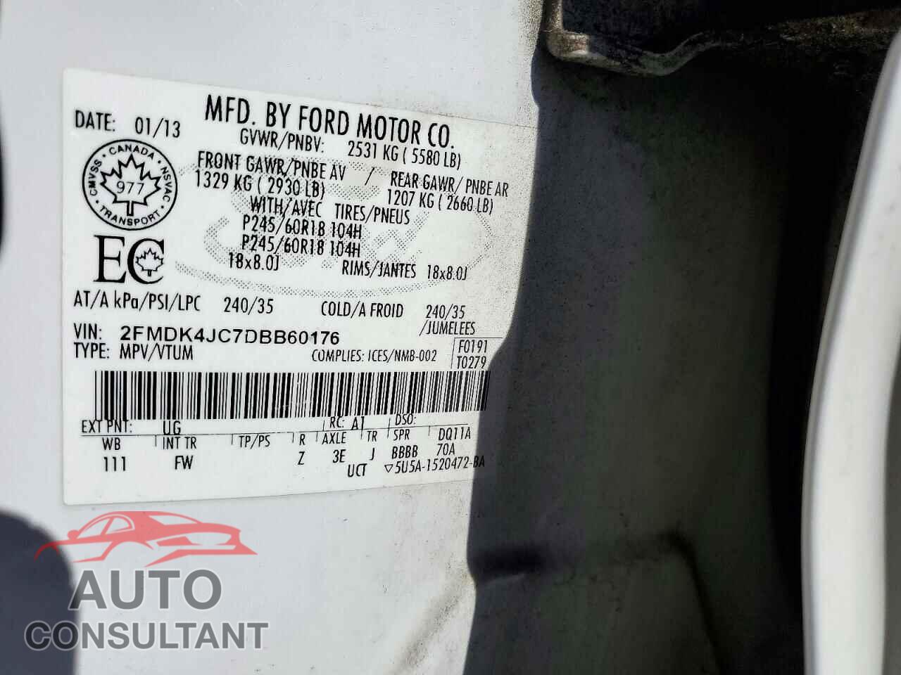FORD EDGE 2013 - 2FMDK4JC7DBB60176