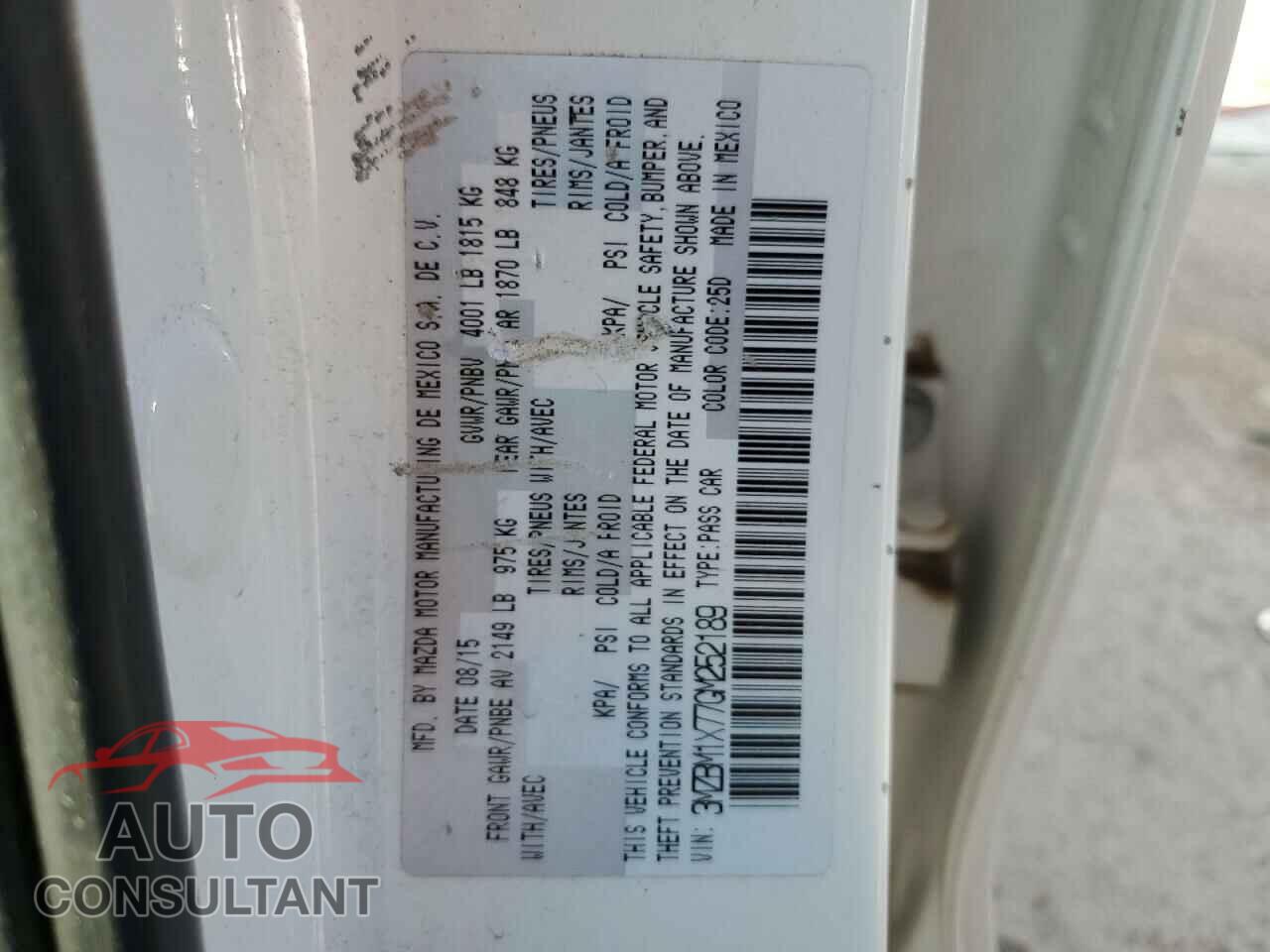 MAZDA 3 2016 - 3MZBM1X77GM252189