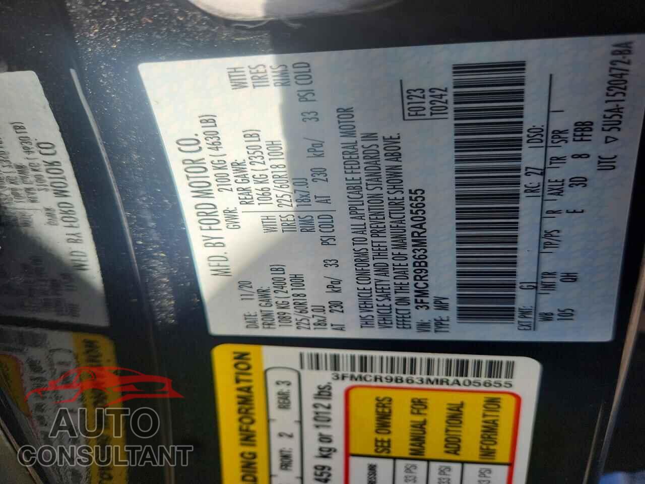 FORD BRONCO 2021 - 3FMCR9B63MRA05655