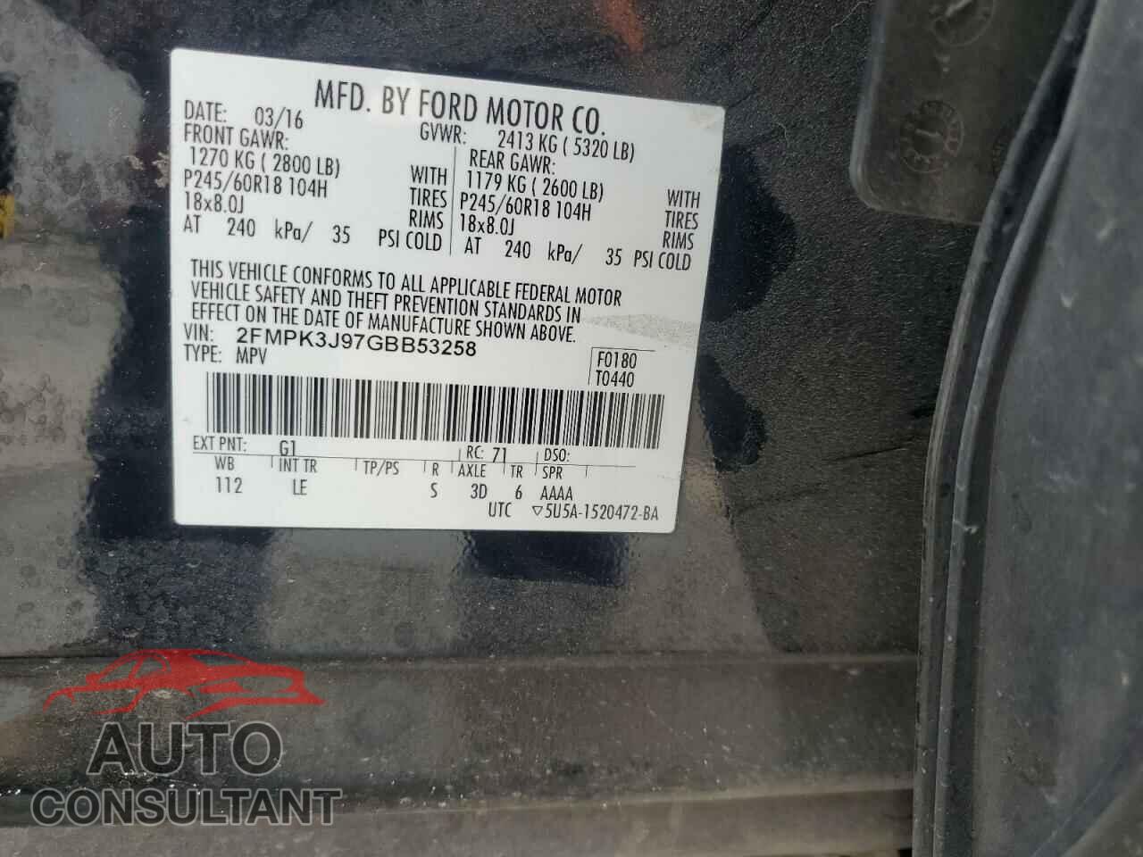 FORD EDGE 2016 - 2FMPK3J97GBB53258