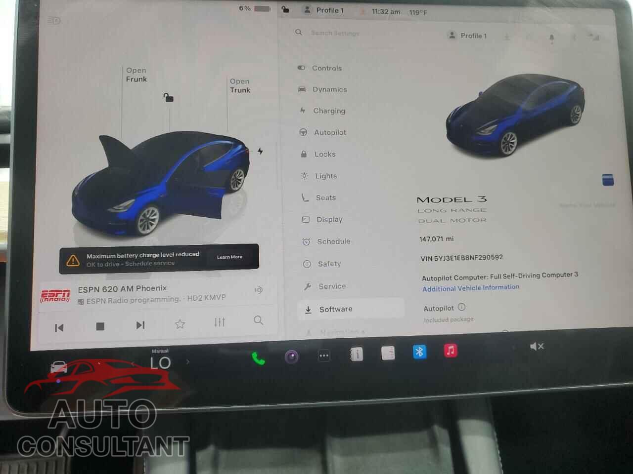 TESLA MODEL 3 2022 - 5YJ3E1EB8NF290592