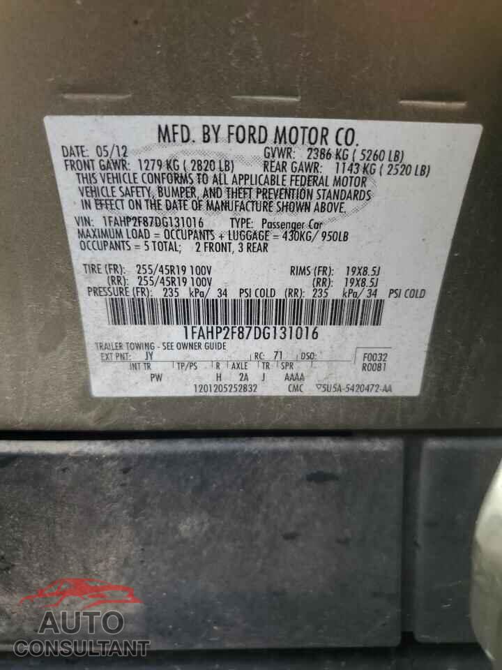 FORD TAURUS 2013 - 1FAHP2F87DG131016