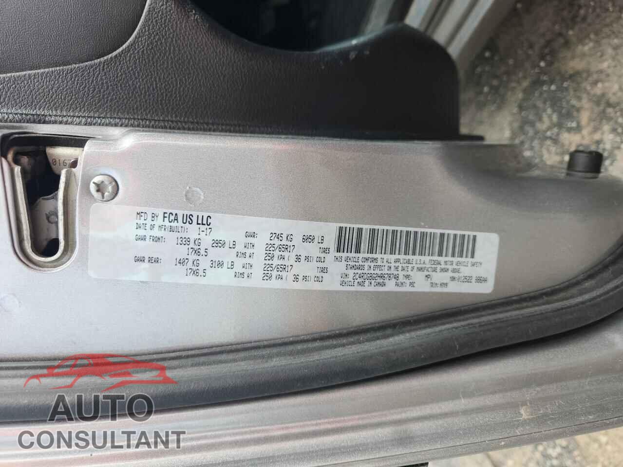 DODGE CARAVAN 2017 - 2C4RDGBG2HR678748