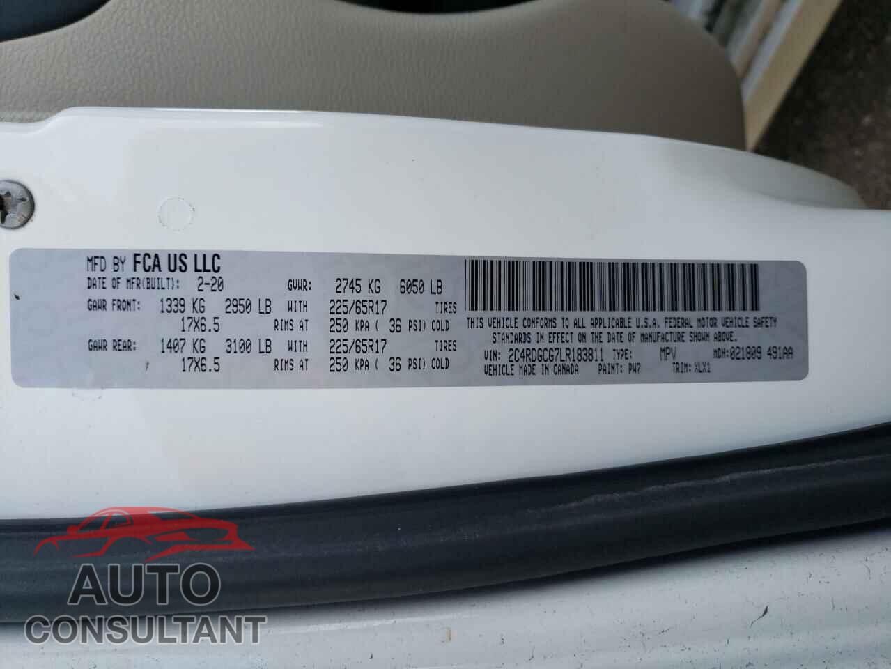 DODGE CARAVAN 2020 - 2C4RDGCG7LR183811