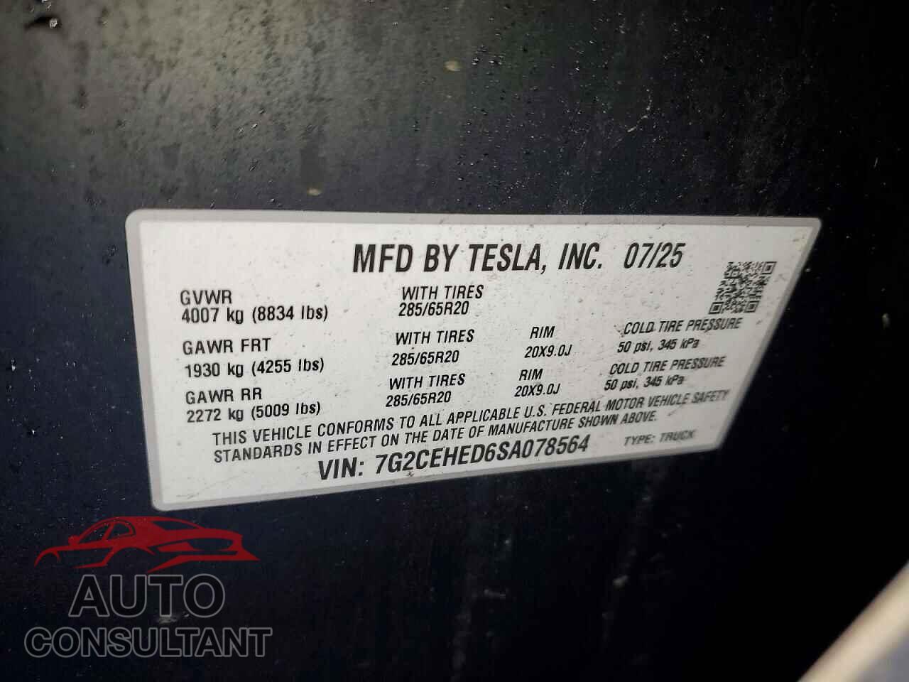 TESLA CYBERTRUCK 2025 - 7G2CEHED6SA078564