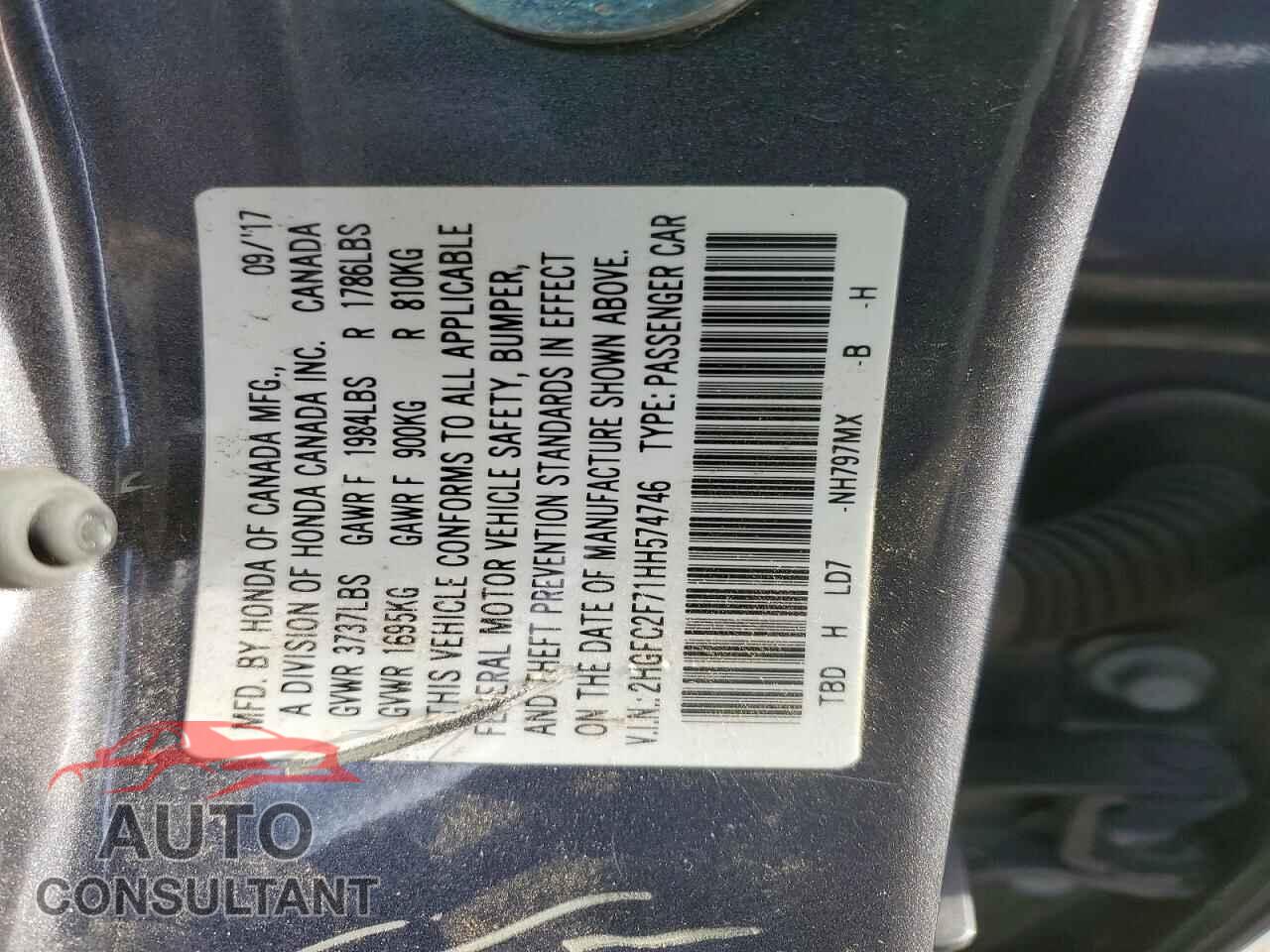 HONDA CIVIC 2017 - 2HGFC2F71HH574746