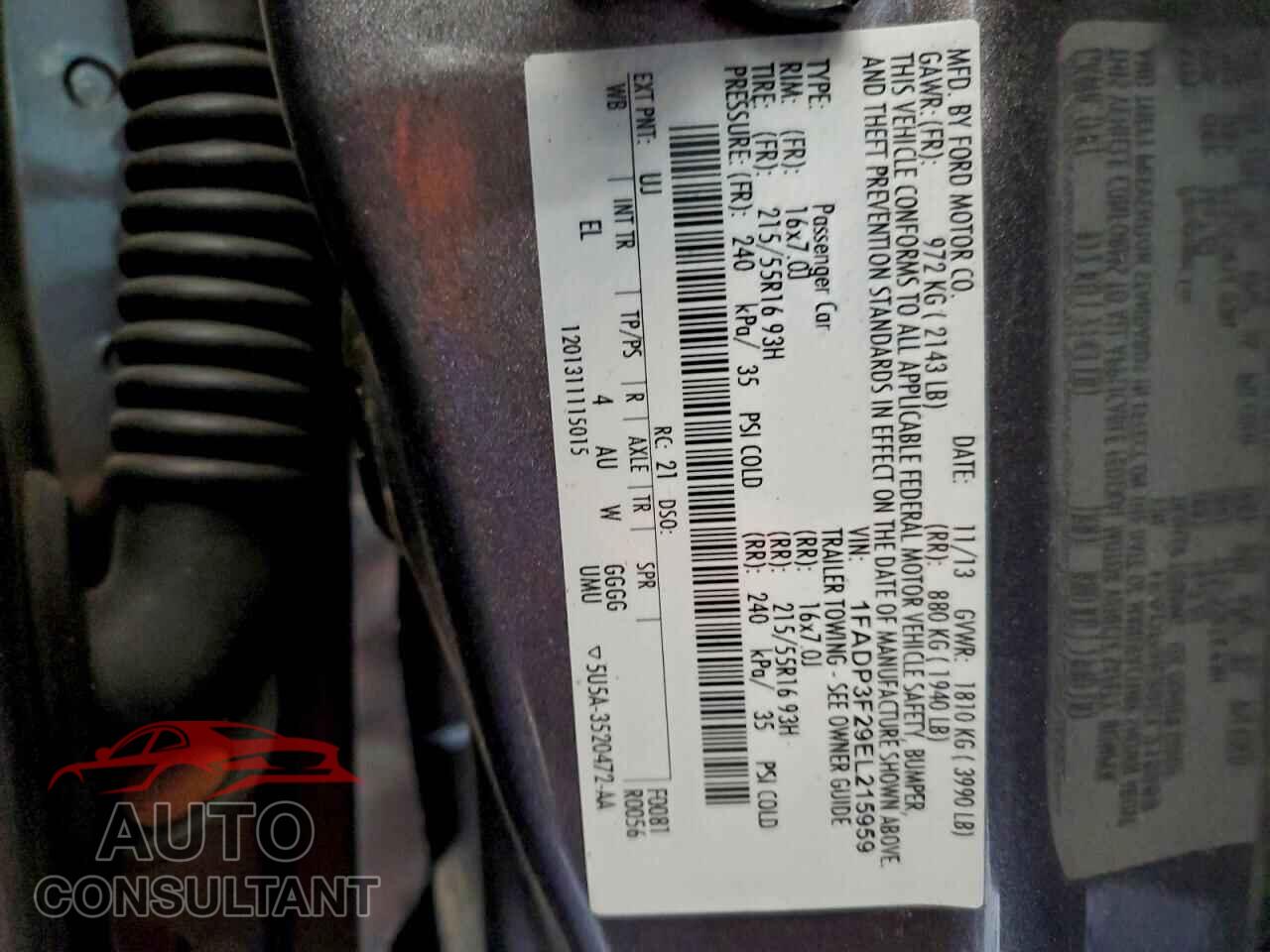 FORD FOCUS 2014 - 1FADP3F29EL215959