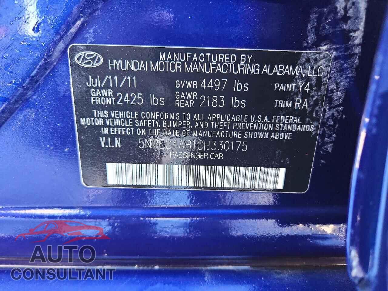 HYUNDAI SONATA 2012 - 5NPEC4AB1CH330175