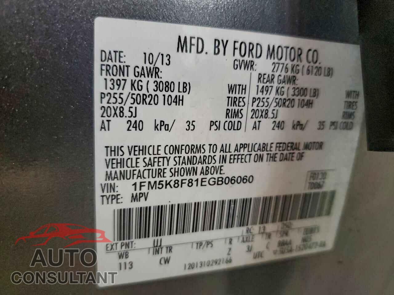 FORD EXPLORER 2014 - 1FM5K8F81EGB06060