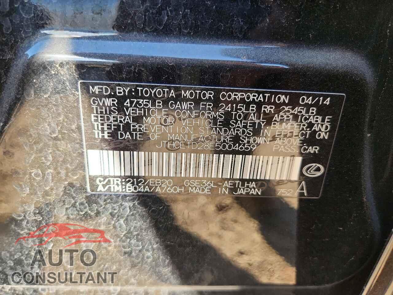 LEXUS IS 2014 - JTHCE1D28E5004659