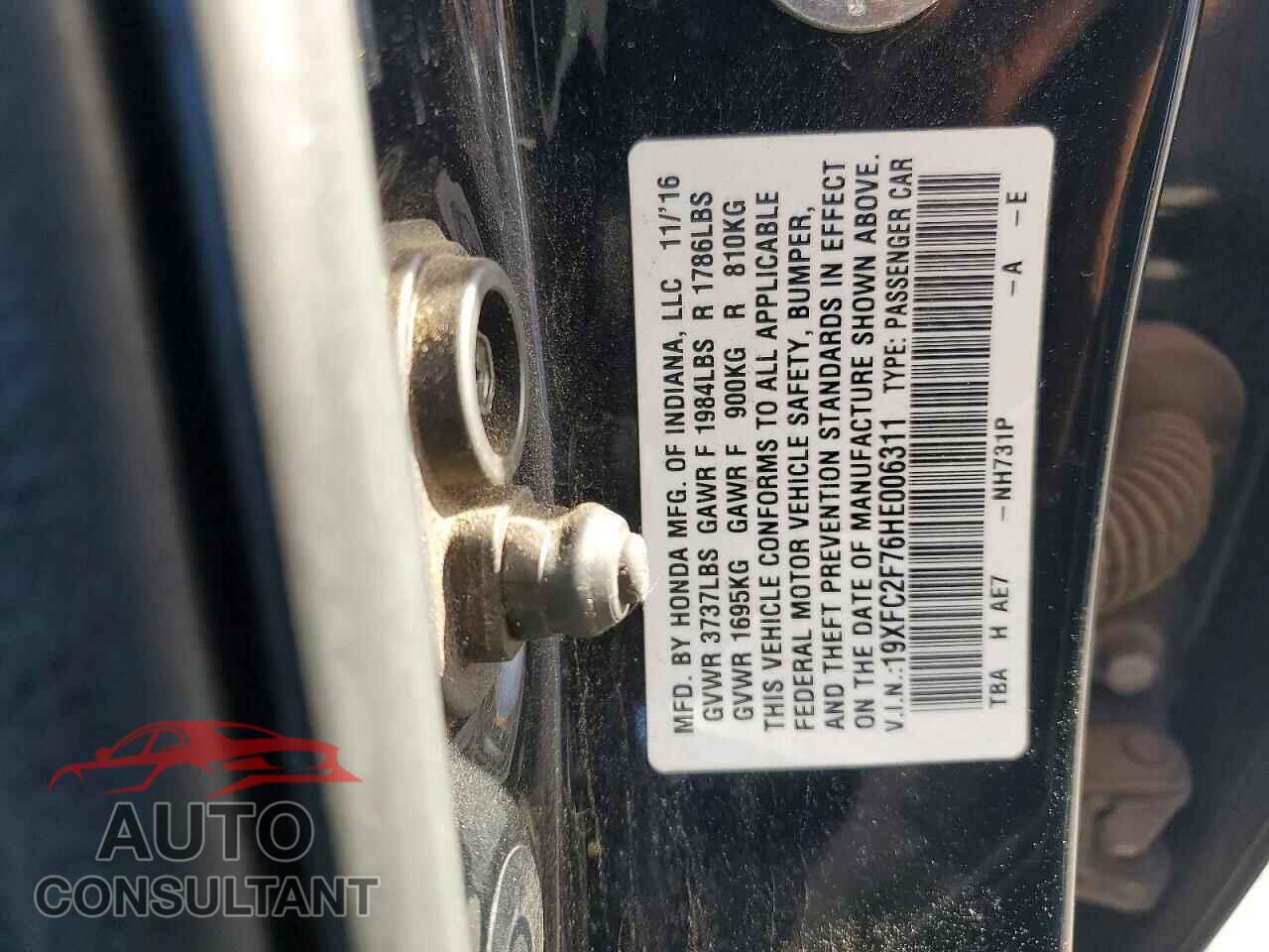 HONDA CIVIC 2017 - 19XFC2F76HE006311