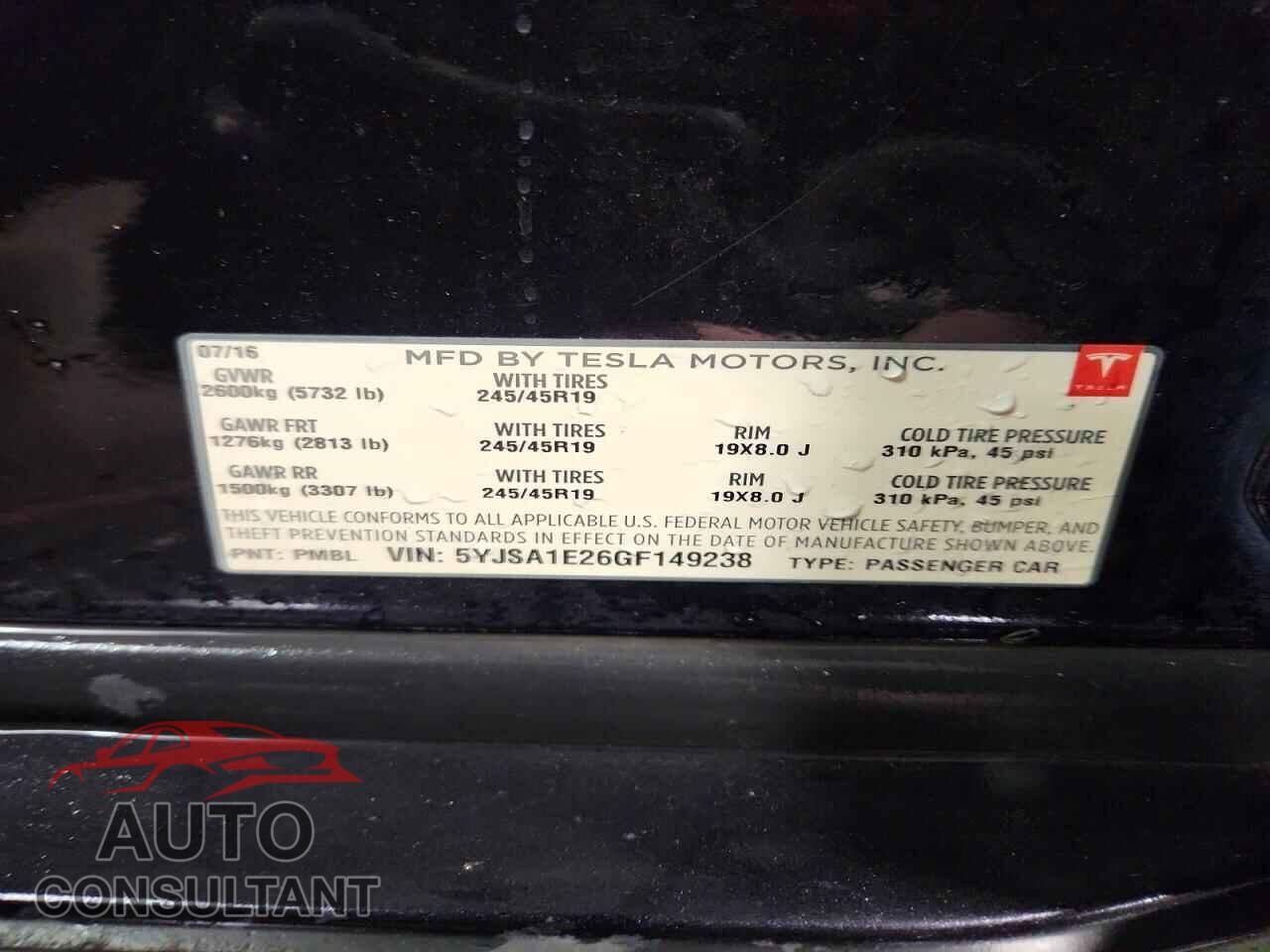 TESLA MODEL S 2016 - 5YJSA1E26GF149238