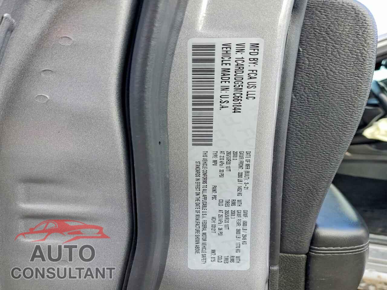 DODGE DURANGO 2021 - 1C4RDJDG5MC661844