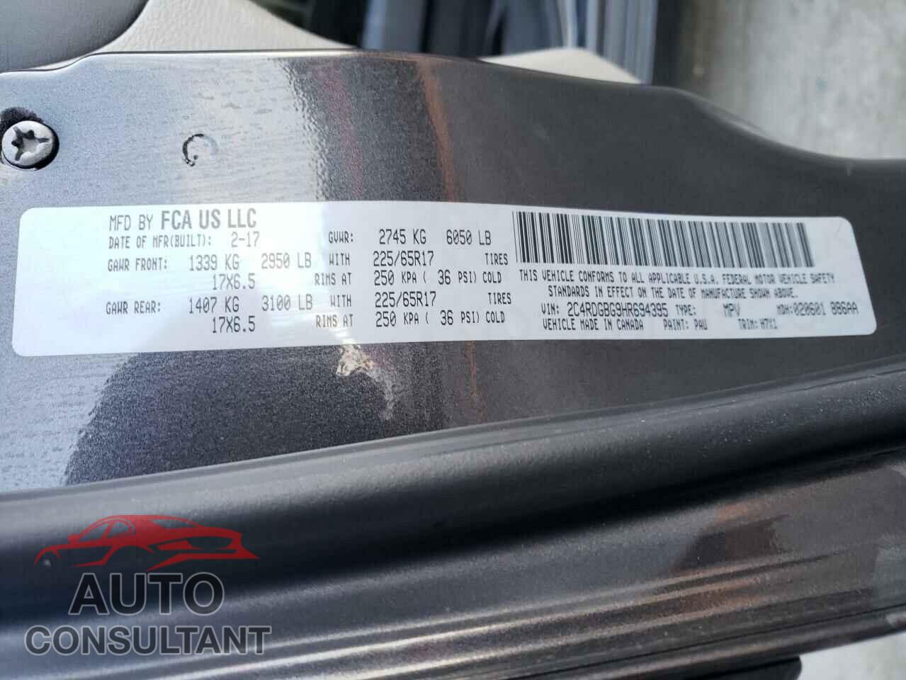 DODGE CARAVAN 2017 - 2C4RDGBG9HR694395