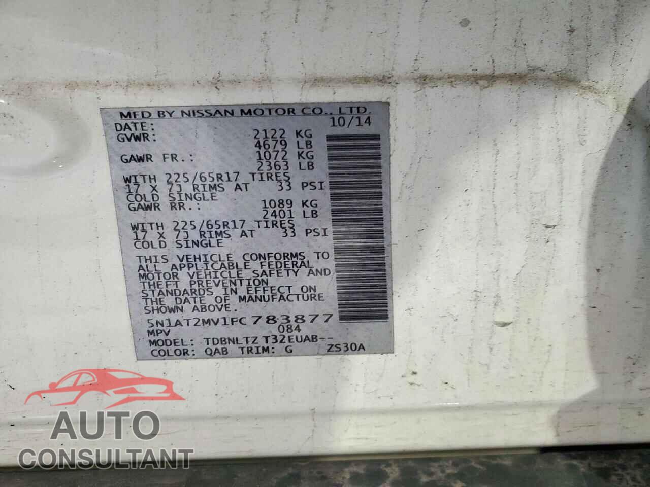NISSAN ROGUE 2015 - 5N1AT2MV1FC783877