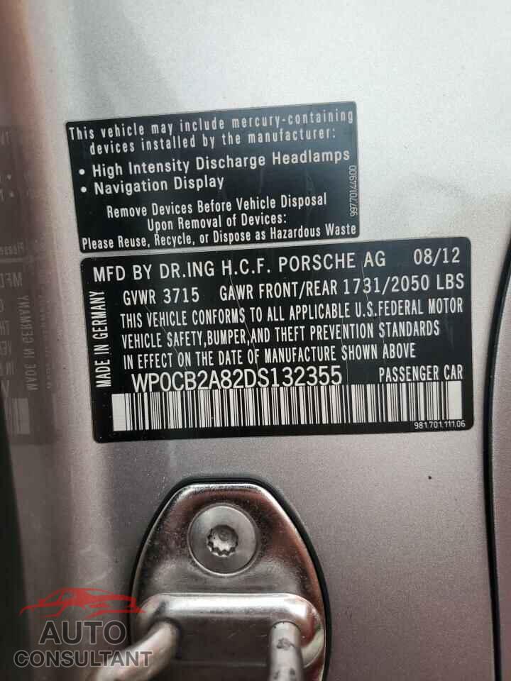 PORSCHE BOXSTER 2013 - WP0CB2A82DS132355