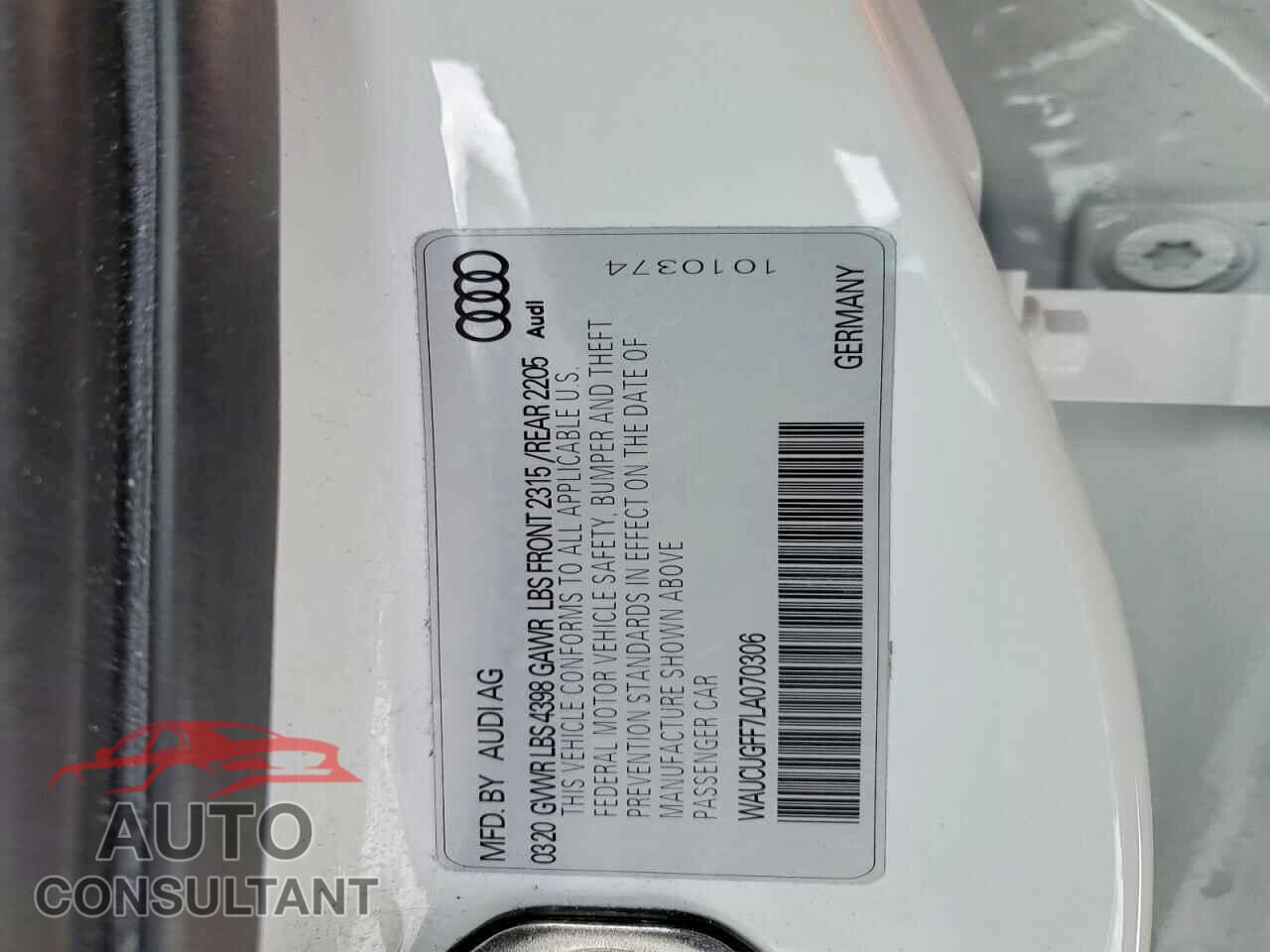 AUDI A3 2020 - WAUCUGFF7LA070306