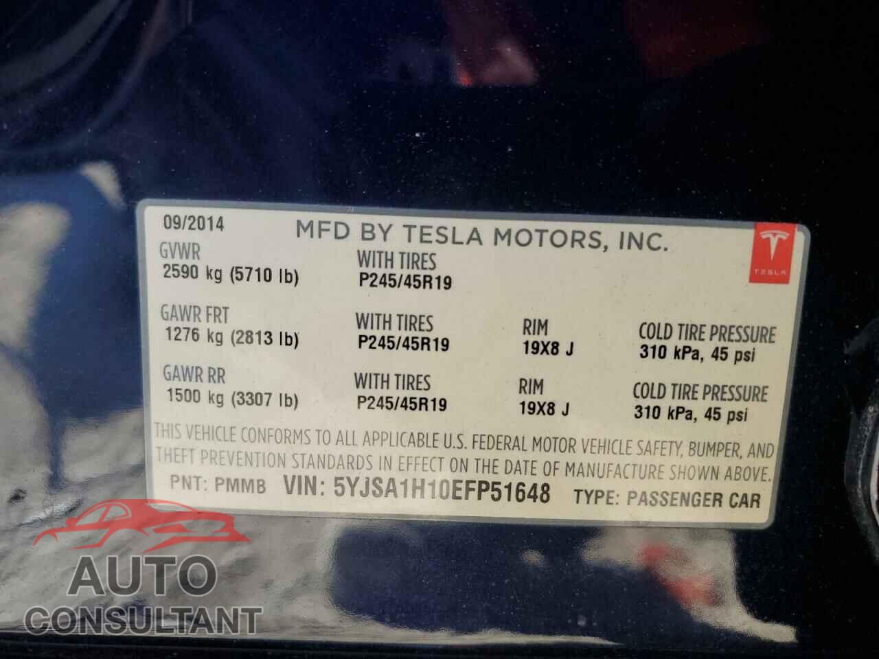 TESLA MODEL S 2014 - 5YJSA1H10EFP51648