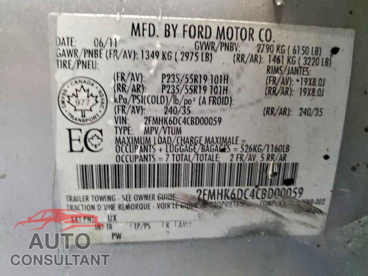 FORD FLEX 2012 - 2FMHK6DC4CBD00059