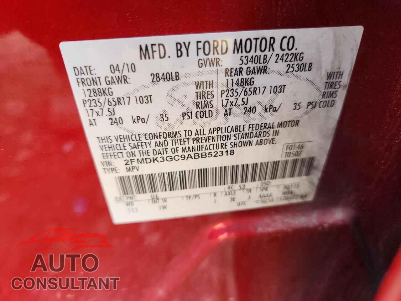 FORD EDGE 2010 - 2FMDK3GC9ABB52318