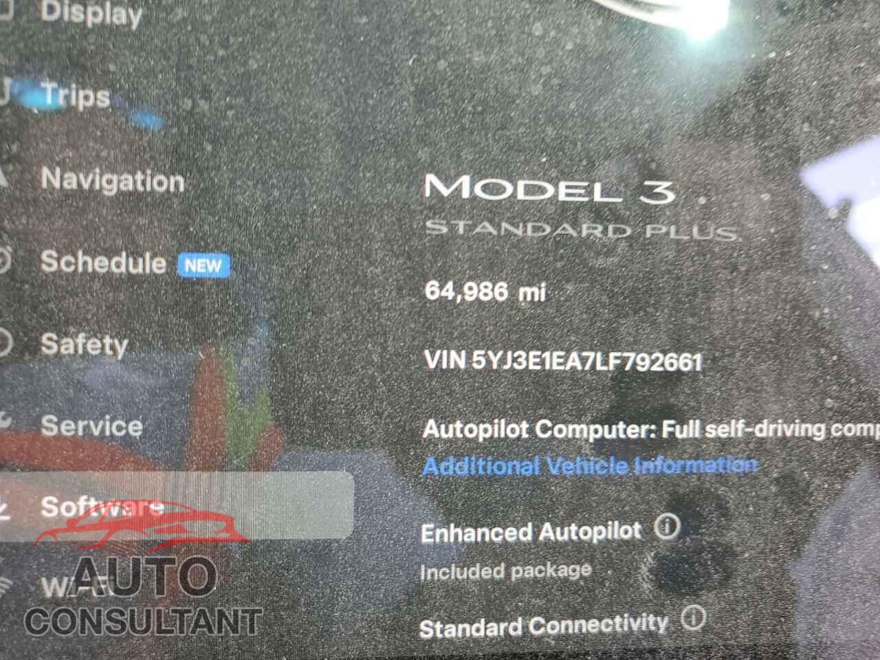TESLA MODEL 3 2020 - 5YJ3E1EA7LF792661