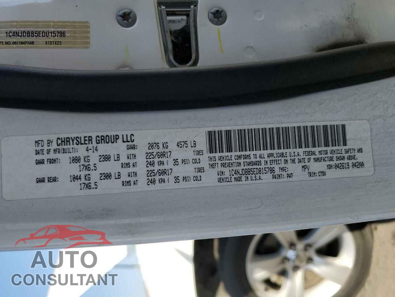 JEEP COMPASS 2014 - 1C4NJDBB5ED815786