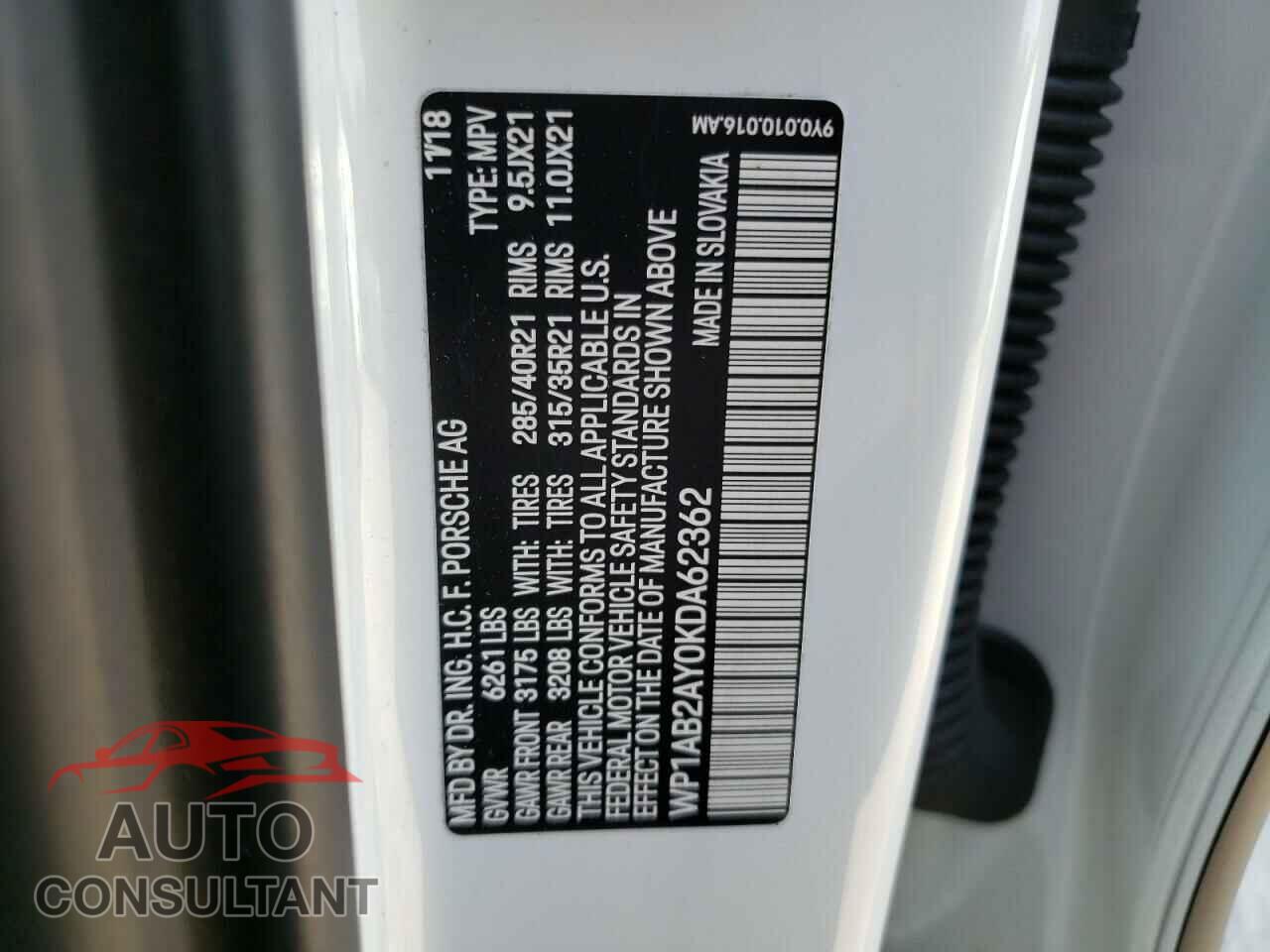 PORSCHE CAYENNE 2019 - WP1AB2AY0KDA62362