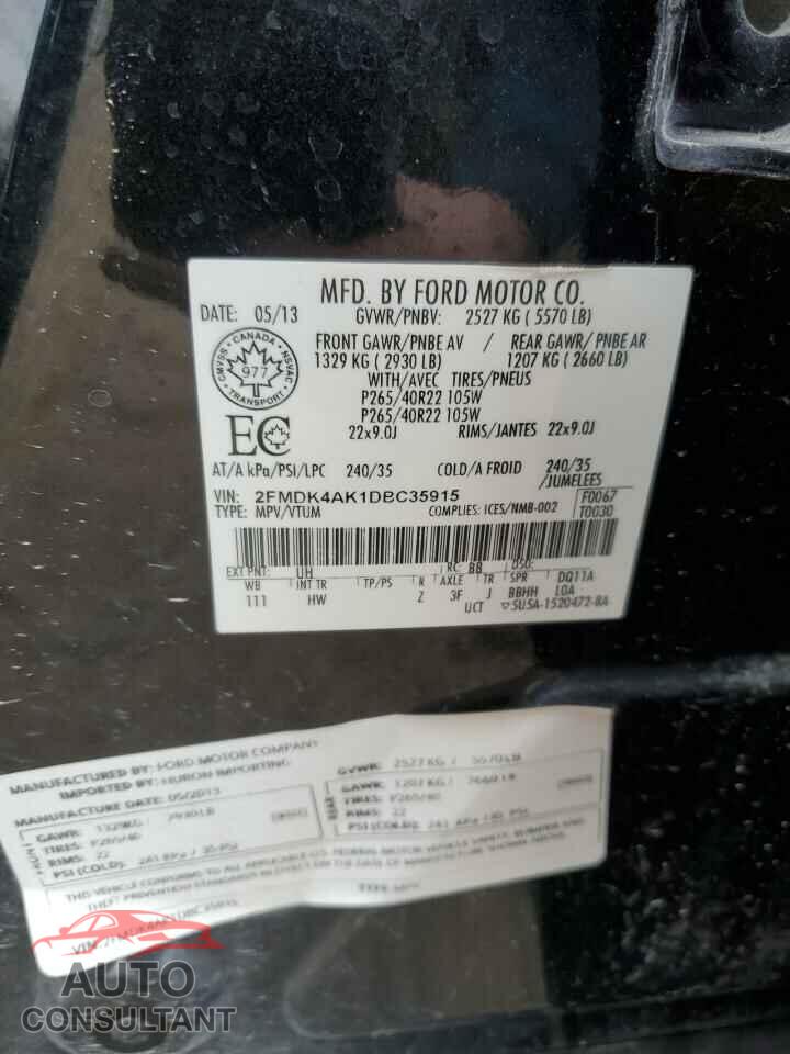 FORD EDGE 2013 - 2FMDK4AK1DBC35915