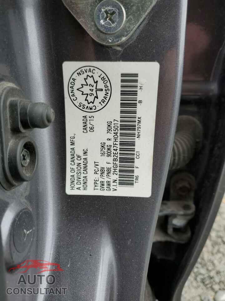 HONDA CIVIC 2015 - 2HGFB2E47FH045017