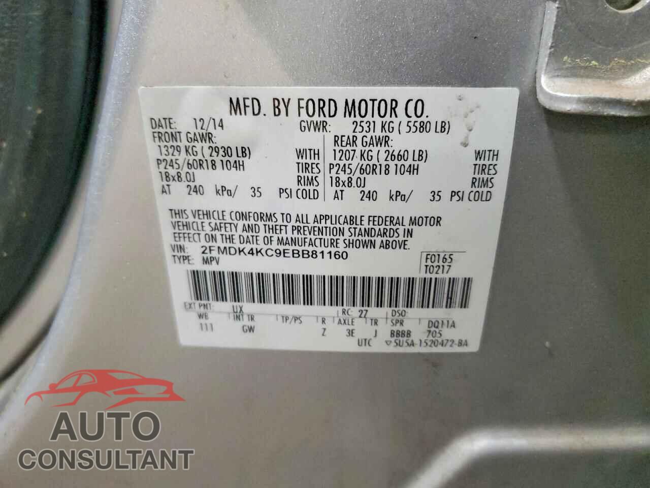 FORD EDGE 2014 - 2FMDK4KC9EBB81160
