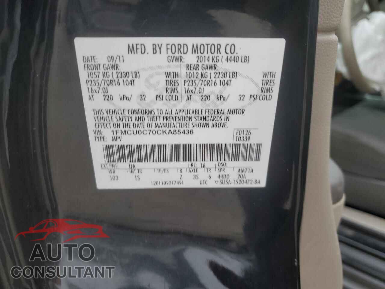 FORD ESCAPE 2012 - 1FMCU0C70CKA85436