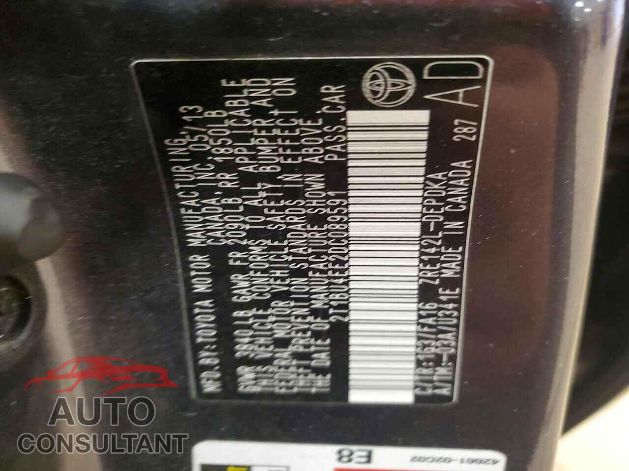 TOYOTA COROLLA 2013 - 2T1BU4EE2DC089591