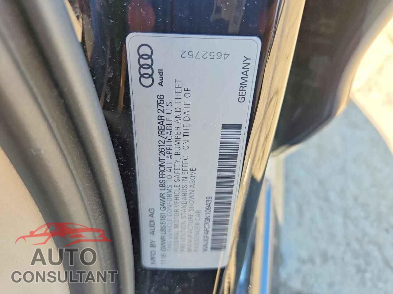 AUDI A6 2016 - WAUGFAFC7GN109439
