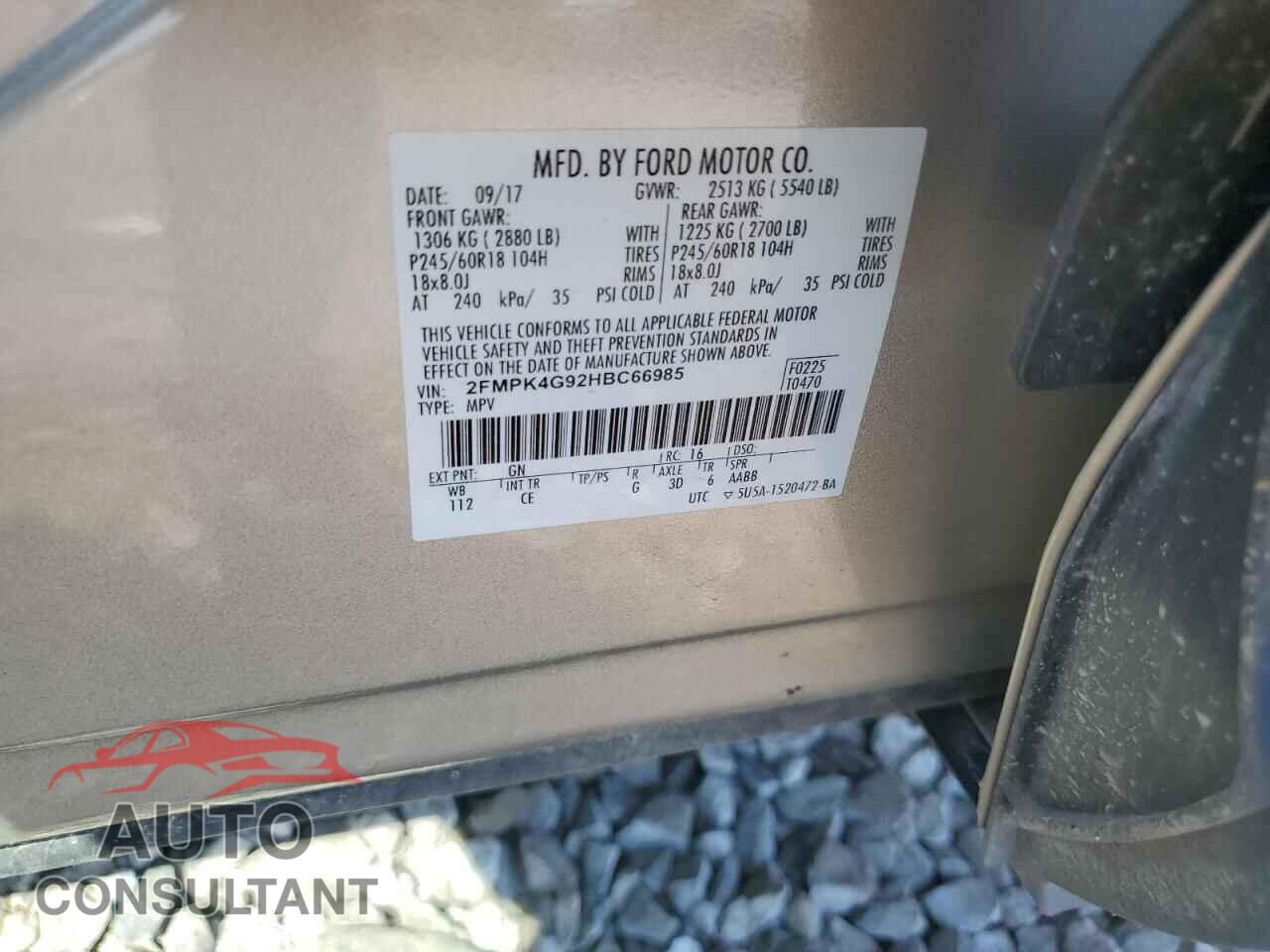 FORD EDGE 2017 - 2FMPK4G92HBC66985