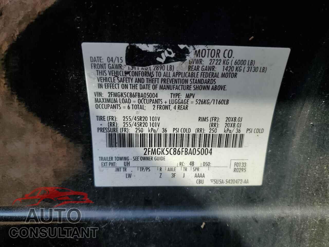 FORD FLEX 2015 - 2FMGK5C86FBA05004
