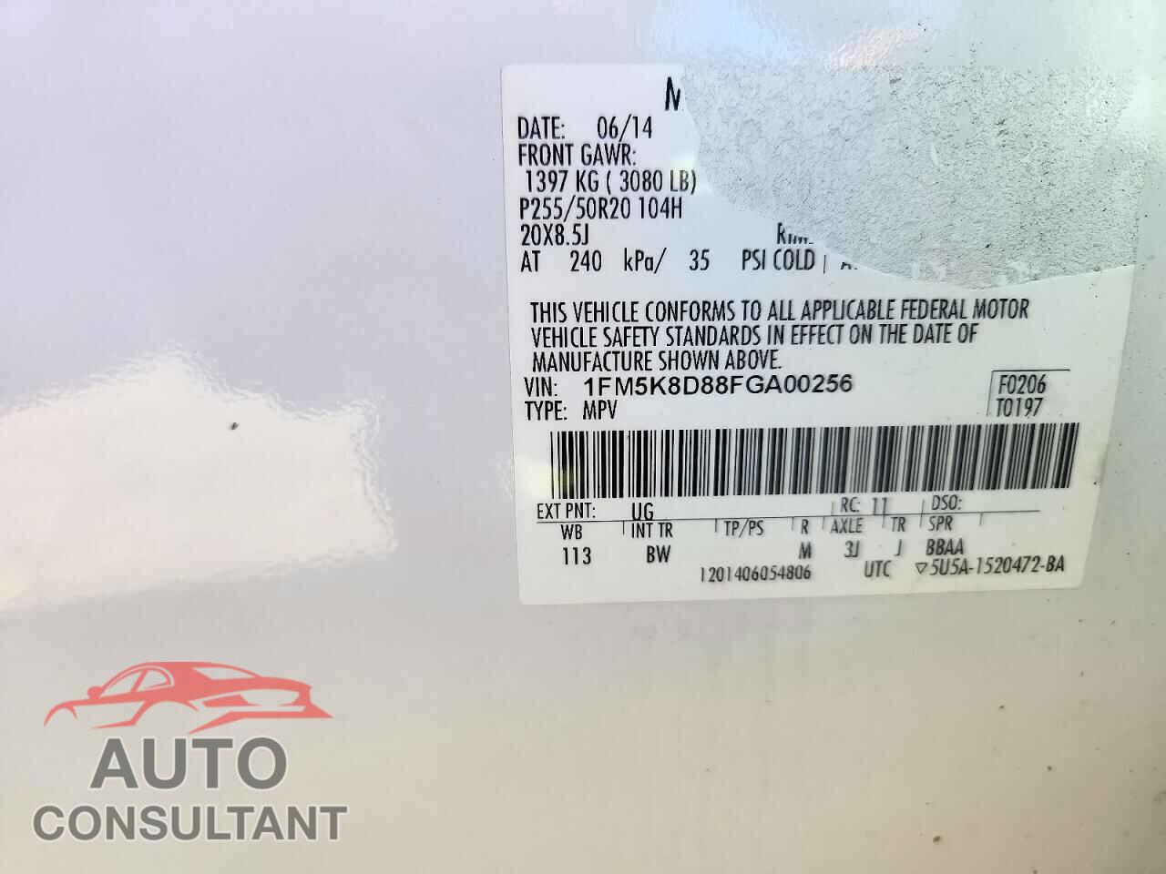 FORD EXPLORER 2015 - 1FM5K8D88FGA00256