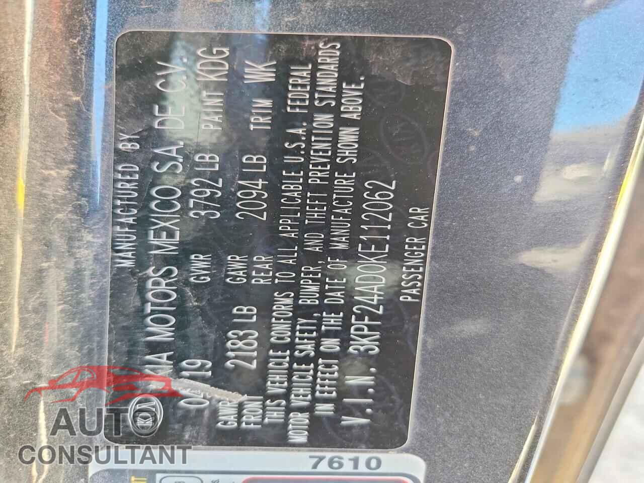 KIA FORTE 2019 - 3KPF24AD0KE112062