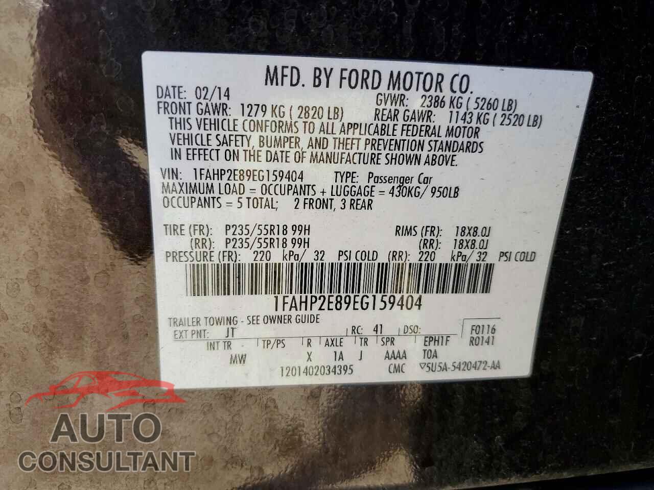 FORD TAURUS 2014 - 1FAHP2E89EG159404