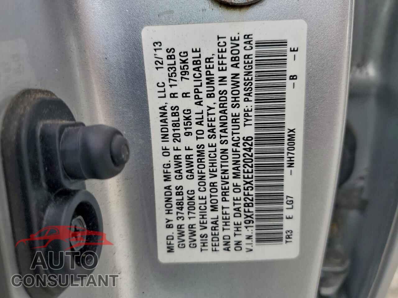 HONDA CIVIC 2014 - 19XFB2F5XEE202426