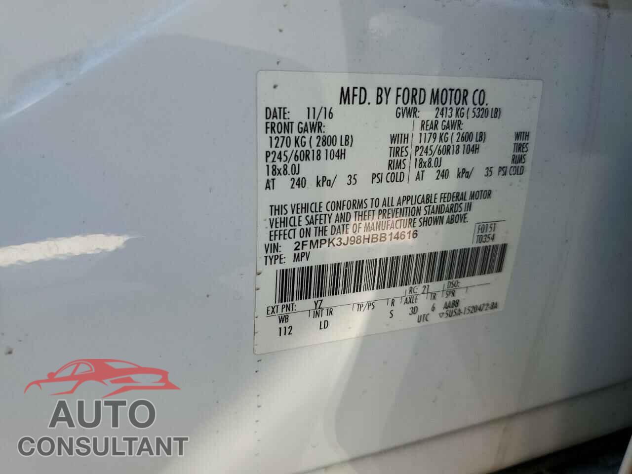 FORD EDGE 2017 - 2FMPK3J98HBB14616