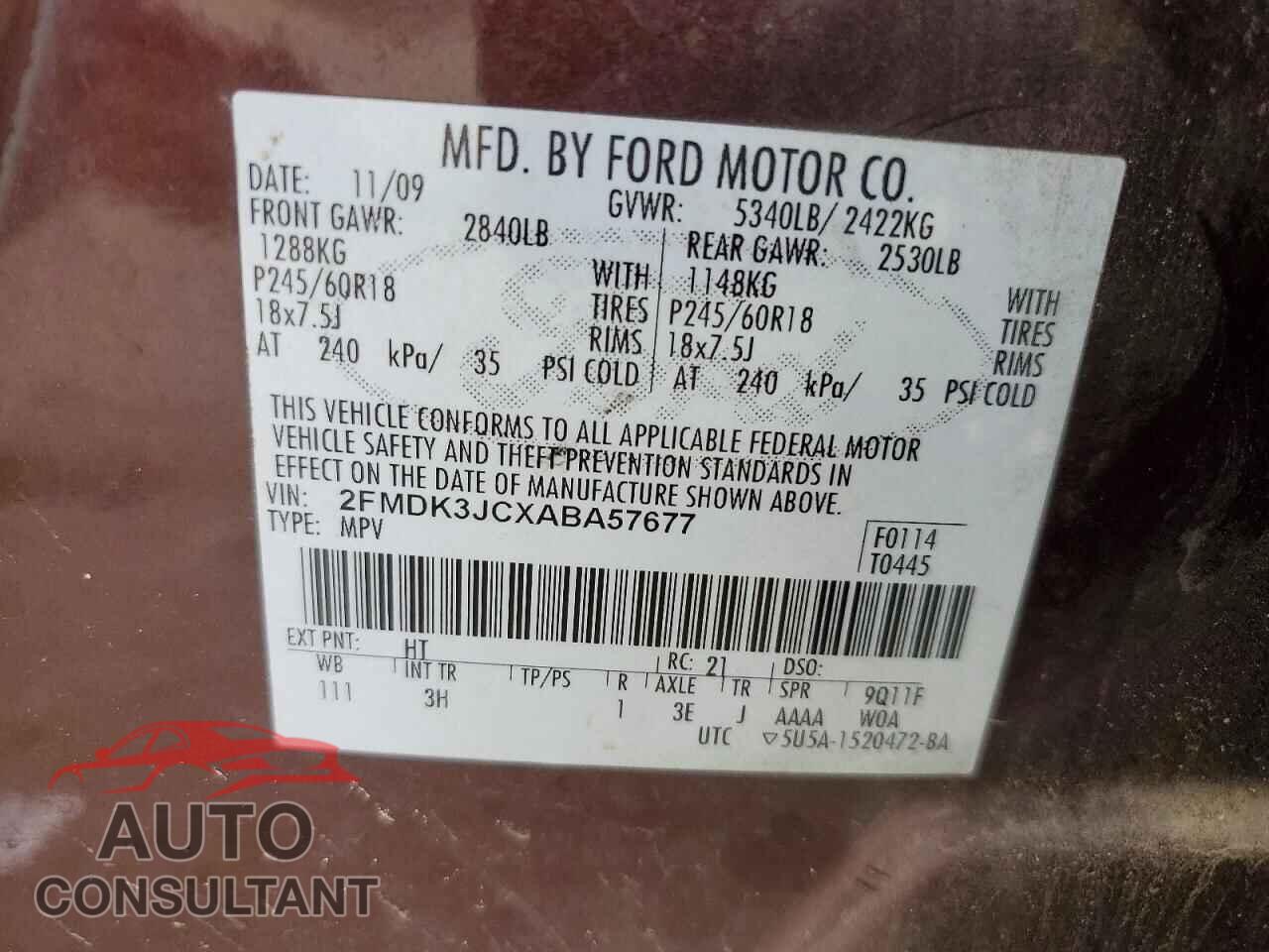 FORD EDGE 2010 - 2FMDK3JCXABA57677